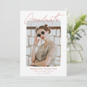 Terracotta Blush Signature Script Foto Abschluss Ankündigung (Stehend Vorderseite)