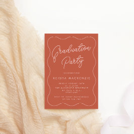 Terracotta & Blush Squiggle Graduation Party Einladung