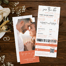 Terracotta Boarding Pass Hochzeit in Urlaubsort Einladung