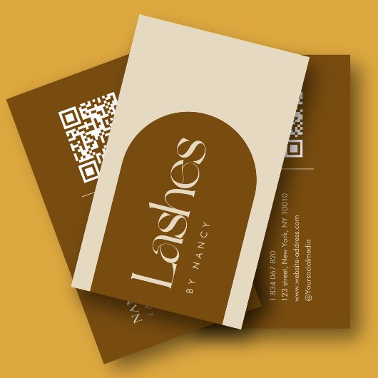 Terracotta-Bogen-Wimpernstylist-QR-Code Visitenkarte