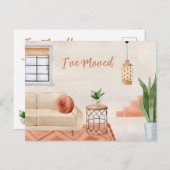 Terracotta Bohemisch Moving Ankündigung Postkarte (Vorne/Hinten)