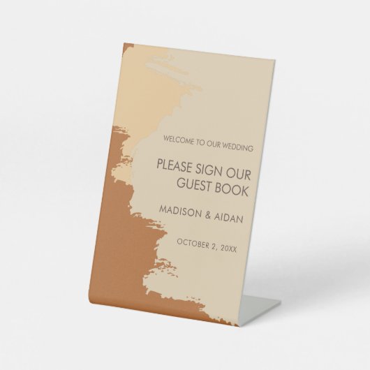 Terracotta Bohemisch Watercolor Hochzeit Willkomme Sockelschild (Vorderseite)