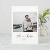 Terracotta Bohemisch Wedding Foto Einladung (Stehend Vorderseite)