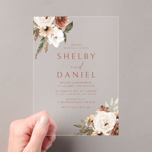 Terracotta Bohemische Blume Acryleinladungen (Insitu (Handheld))