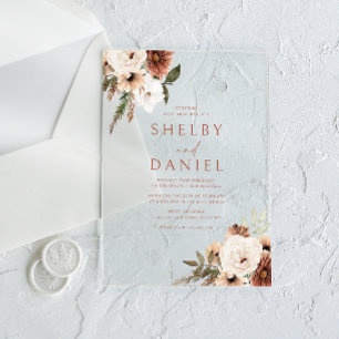 Terracotta Bohemische Blume Acryleinladungen