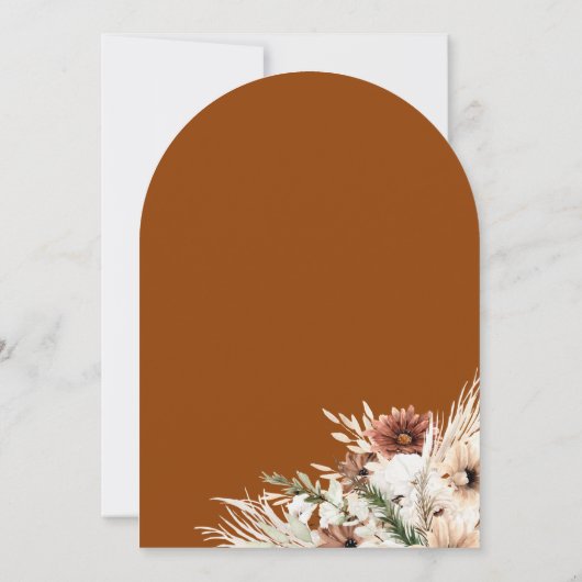 Terracotta Bohemische Blumenzwiese Einladung (Rückseite)