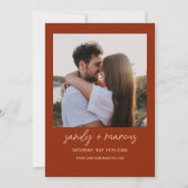 Terracotta Bohemisches Foto Hochzeit Einladung (Rückseite)