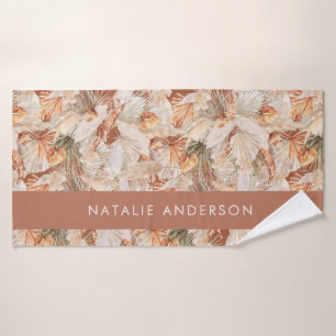 Terracotta Bohemisches, modernes Pampasgras  Badehandtuch