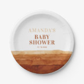 Terracotta Boho Abstrakt Babydusche Pappteller (Vorderseite)