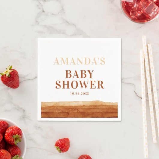 Terracotta Boho Abstrakt Babydusche Serviette (Beispiel)