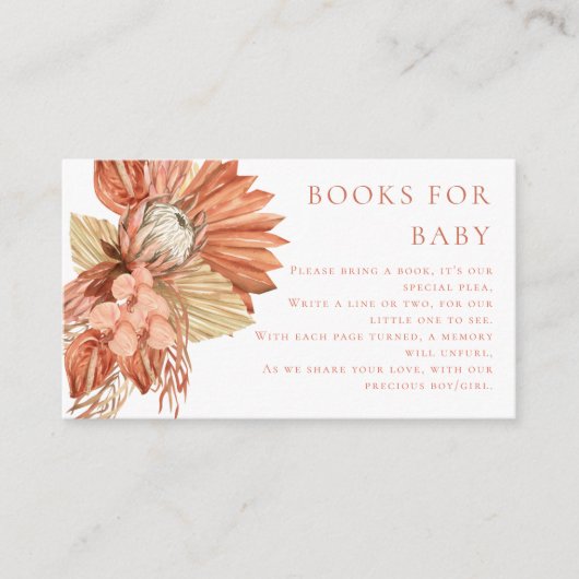 Terracotta Boho Aquarell Blumenbücher für Kinder Begleitkarte (Vorderseite)