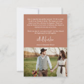 Terracotta Boho Arch Foto Wedding Dankeskarte (Rückseite)