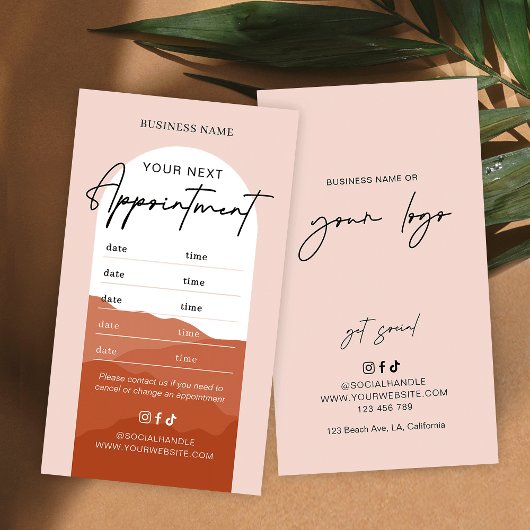 Terracotta Boho Arch Logo Nails Hair Spa Salon Terminkarte