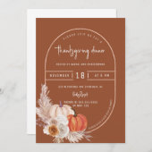 Terracotta Boho Arch Pumpkins Erntedank Dinner Einladung (Vorne/Hinten)