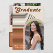 Terracotta Boho arches Abschluss Foto Einladung (Vorne/Hinten)