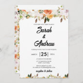 Terracotta Boho Autumn Floral Wedding Einladung (Vorne/Hinten)