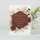 Terracotta Boho Autumnal Wedding Einladung (Stehend Vorderseite)