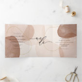 Terracotta Boho Beach Formal minimale Hochzeit Dreifach Gefaltete Karte (Innenseite)