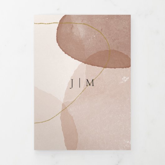 Terracotta Boho Beach Formal minimale Hochzeit Dreifach Gefaltete Karte (Cover)