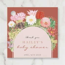 Terracotta Boho Bloom Cactus Baby Shower Geschenkanhänger