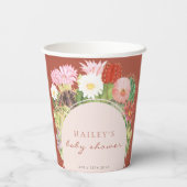 Terracotta Boho Bloom Cactus Baby Shower Pappbecher (Rückseite)