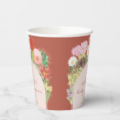 Terracotta Boho Bloom Cactus Baby Shower Pappbecher (Links)