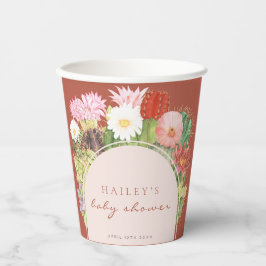 Terracotta Boho Bloom Cactus Baby Shower Pappbecher