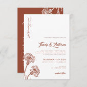 Terracotta Boho Bloral Muslim Hochzeit Einladung (Vorne/Hinten)