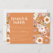 Terracotta Boho Blumenbrunch Bubbly Brautparty Einladung (Vorderseite)