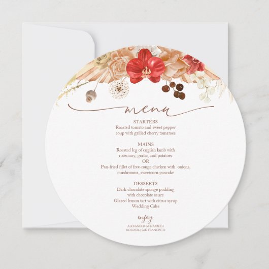 Terracotta Boho Blumenkarte Einladung (Vorderseite)