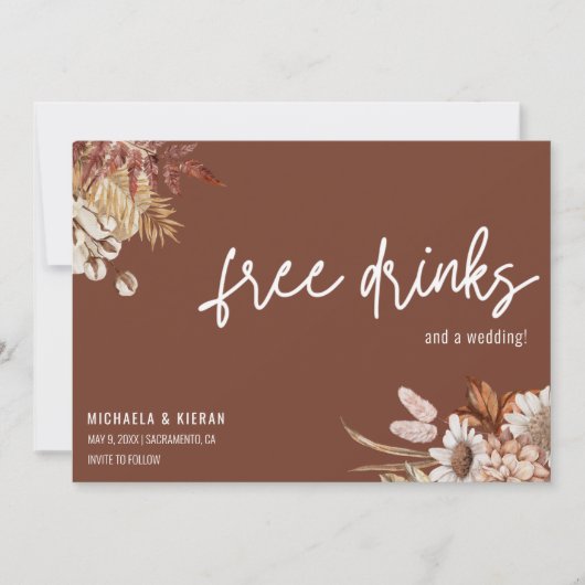 Terracotta Boho BlumenWedding rettet das Datum Save The Date (Vorderseite)