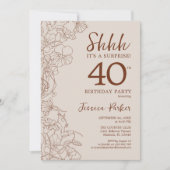 Terracotta Boho Botanische Überraschung 40. Geburt Einladung (Vorderseite)