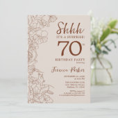 Terracotta Boho Botanische Überraschung 70. Geburt Einladung (Stehend Vorderseite)