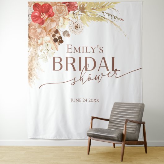 Terracotta Boho Brautparty Background Foto Prop Wandteppich (Beispiel)