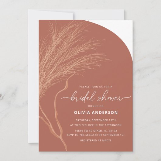 Terracotta Boho Brautparty Einladung (Vorderseite)