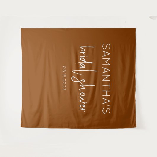 Terracotta Boho Brautparty Hintergrund Wandteppich (Vorderseite (Horizontal))