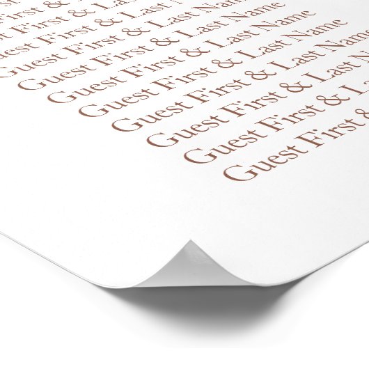 Terracotta Boho Brautparty Seating Charts Poster (Ecke)