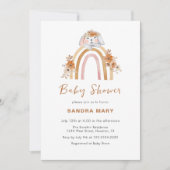 Terracotta Boho Bunny Rainbow Floral Baby Dusche Einladung (Vorderseite)