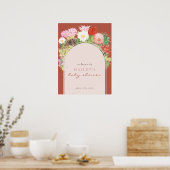 Terracotta Boho Cactus Welcome Baby Shower Poster (Küche)