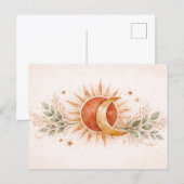 Terracotta Boho Celestial Sun Moon Botanical Postkarte (Vorne/Hinten)