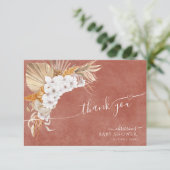 Terracotta Boho Chic Baby Dusche Danke Karte (Stehend Vorderseite)