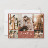 Terracotta Boho Chic Script Foto Collage Wedding Dankeskarte (Vorderseite)