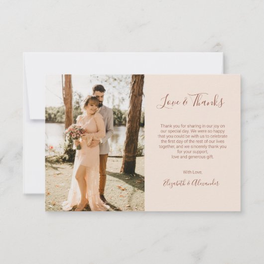 Terracotta Boho Chic Script Foto Collage Wedding Dankeskarte (Rückseite)