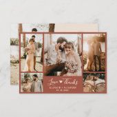 Terracotta Boho Chic Script Foto Collage Wedding Dankeskarte (Vorne/Hinten)