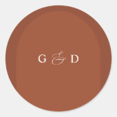 Terracotta Boho Coriander Monogram Elegant Wedding Runder Aufkleber (Vorderseite)