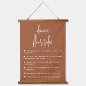 Terracotta Boho Dance Floor Rules - Zeichen Wandteppich Mit Holzrahmen (Vorderseite)