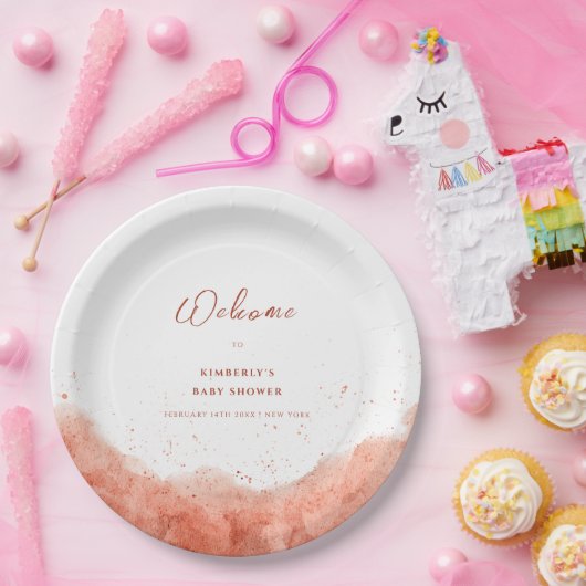 Terracotta Boho Desert Baby Dusche Willkommen Pappteller (Party)