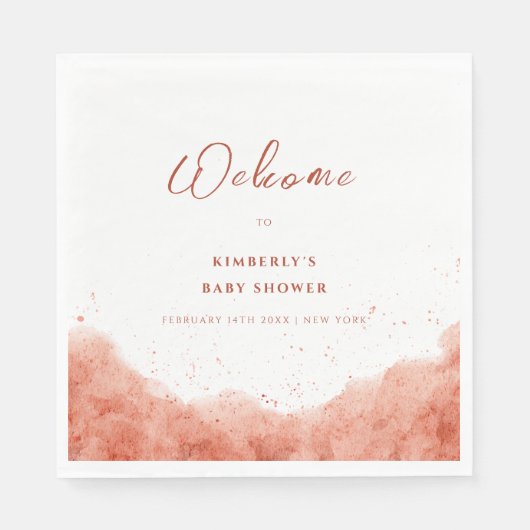 Terracotta Boho Desert Baby Dusche Willkommen Serviette (Vorderseite)