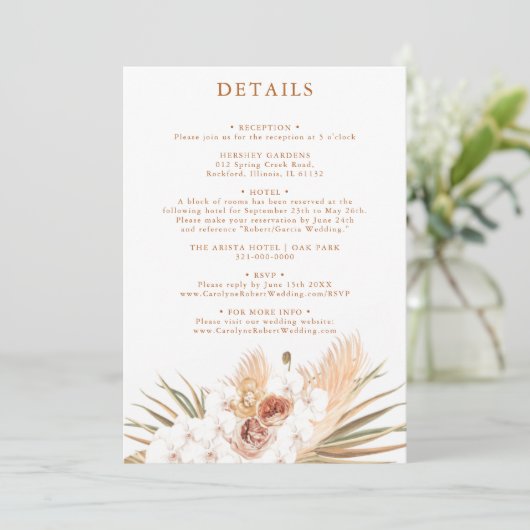 Terracotta Boho Details Einladung (Stehend Vorderseite)