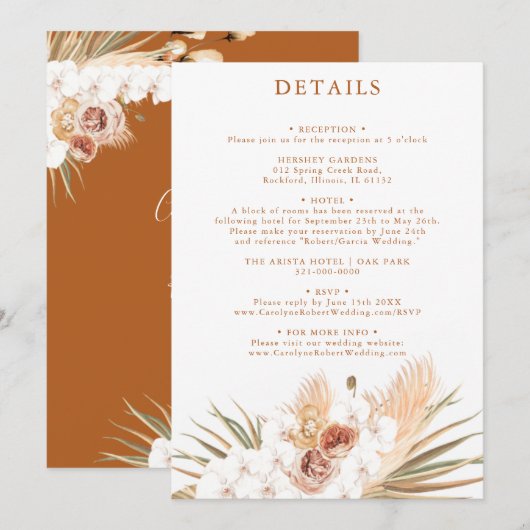 Terracotta Boho Details Einladung (Vorne/Hinten)